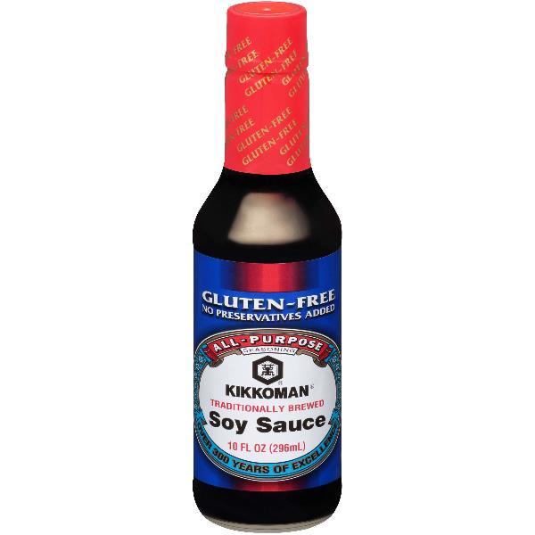 Kikkoman Gluten Free No Preservatives Added Soy Sauce 10 Fluid Ounce - 6 Per Case.