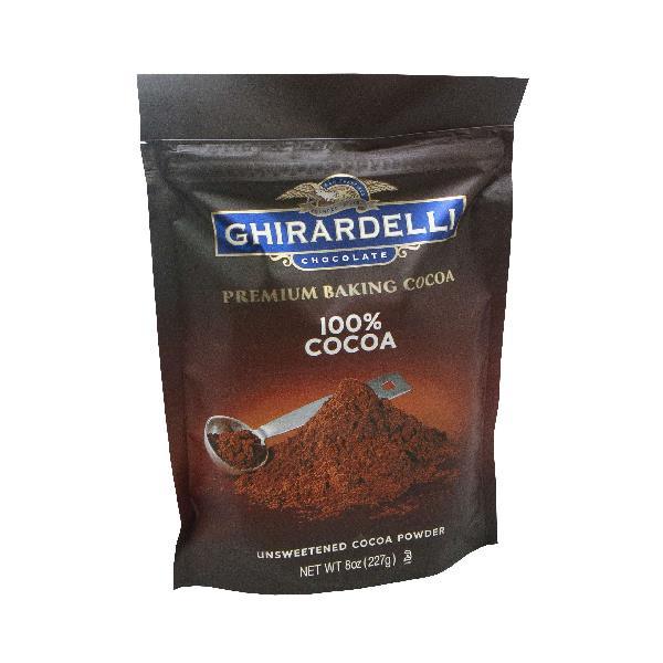 Ghirardelli Unsweetened Cocoa Powder Pouch 8 Ounce Size - 6 Per Case.