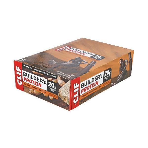 Clif Builders Crunchy Peanut Butter Plant Based Protein Meal Bars 2.4 Ounce Size - 144 Per Case.