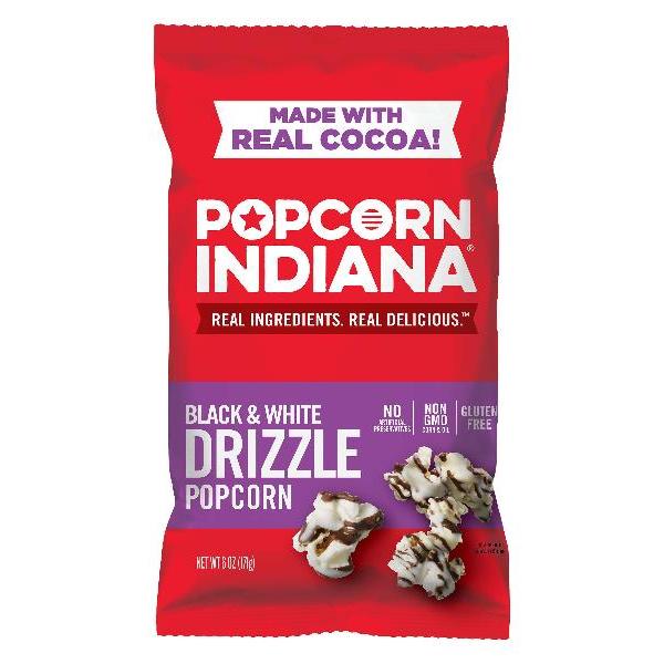 Snack Popcorn Black And White Drizzle 6 Ounce Size - 6 Per Case.