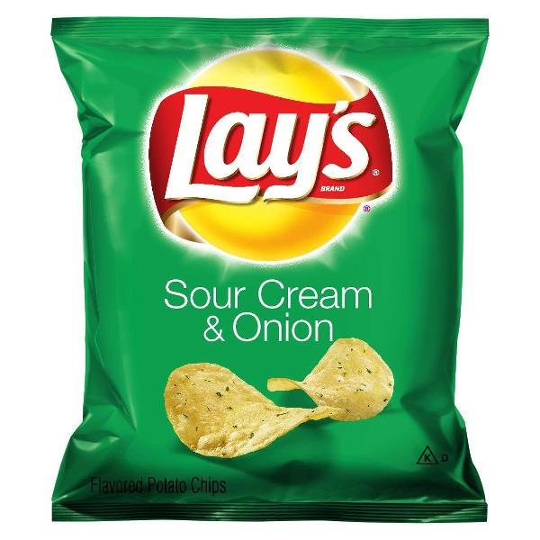Lays Sour Crmonion 1 Ounce Size - 104 Per Case.