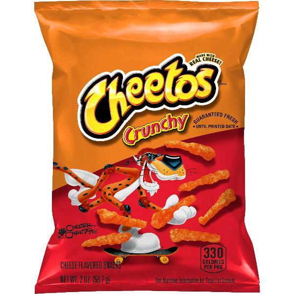 Cheetos Crunchy Cheese Flavored Snacks Plastic Bag 2 Ounce Size - 64 Per Case.