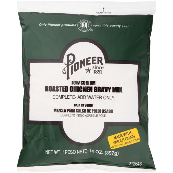 Pioneer Low Sodium Roasted Chicken Gravy Mixmade With Whole Grain 14 Ounce Size - 6 Per Case.