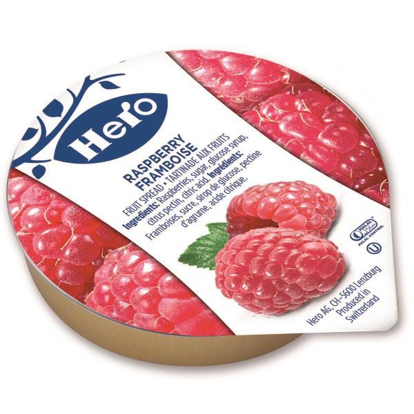 Hero Raspberry Fruit Spread Portions 216 Count Packs - 1 Per Case.