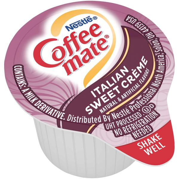 Nestle Coffee Mate Coffee Creamer Italian Sweet Creme Flavor Liquid Creamer Singles 0.375 Fluid Ounce - 180 Per Case.