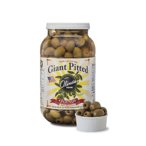 California Queen Pitted Olive Pet Jars 1 Gallon - 4 Per Case.