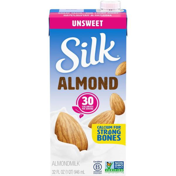 Almond Milk Aseptic Unsweetened Quart 1 Qt - 6 Per Case.