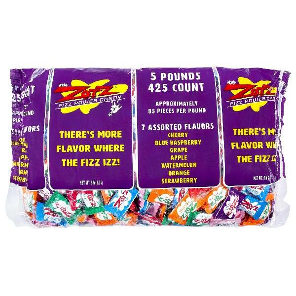 Zotz Fizz Power Candy Assorted Bulk 5 Pound Each - 3 Per Case.