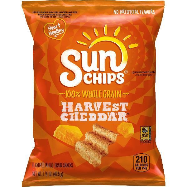 Sunchips Whole Grain Snacks Harvest Cheddar 1.5 Ounce Size - 64 Per Case.