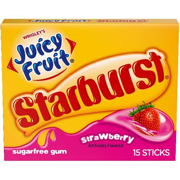 Juicy Fruit Starburst Strawberry Gum Sticks 15 Piece - 120 Per Case.