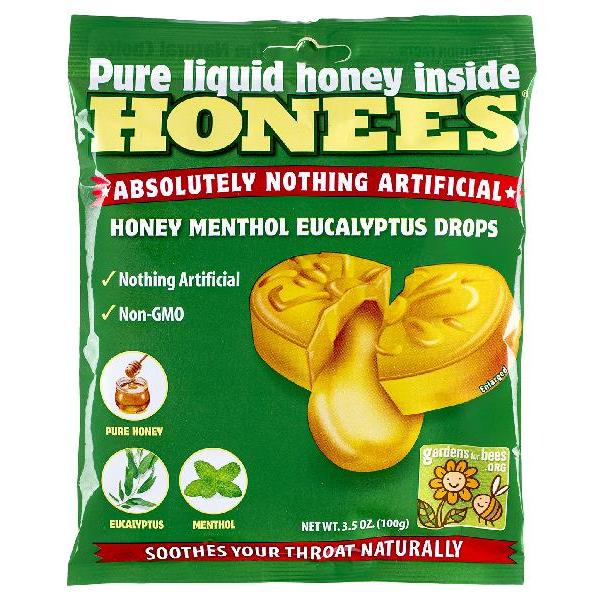 Honees Honey Cough Drop Bags 20 Count Packs - 12 Per Case.