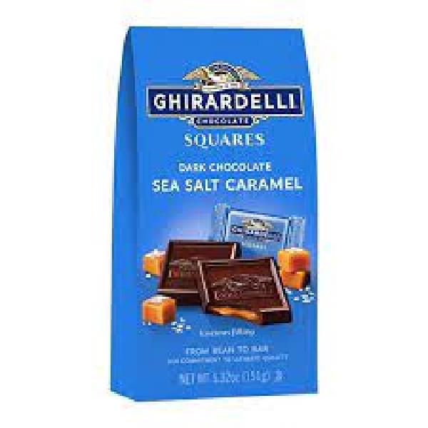 Ghirardelli Chocolate Squares Dark & Caramel Sea Salt 5.32 Ounce Size - 6 Per Case.