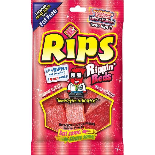 Rips Bite Size Rippin' Reds Pieces Peg Bag 4 Ounce Size - 12 Per Case.