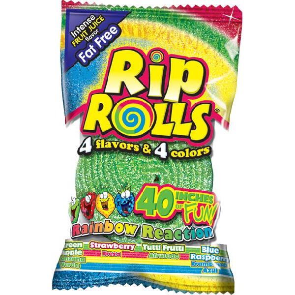 Rip Rolls Rainbow Reaction Goods Display Carton 1.4 Ounce Size - 288 Per Case.