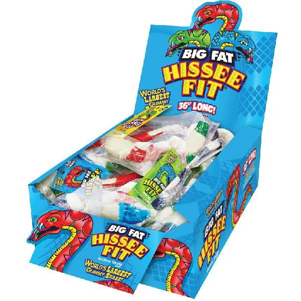 Big Fat Hissee Fit Gummy Snake Display Carton 7 Ounce Size - 72 Per Case.