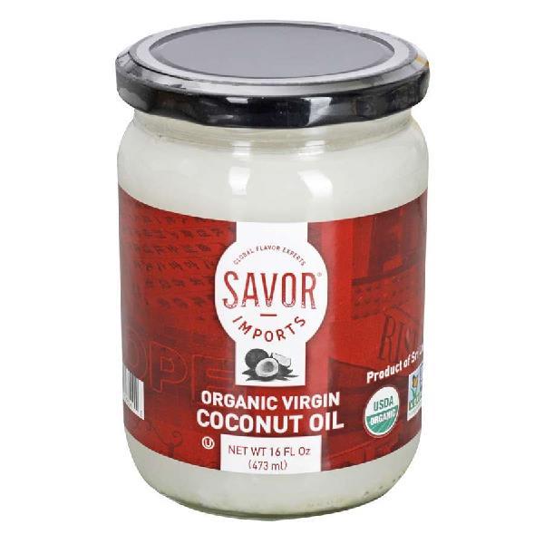 Savor Imports Organic Coconut Oil 16 Ounce Size - 12 Per Case.