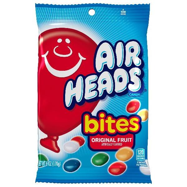 Airheads Bites Peg Bag Fruit 6 Ounce Size - 12 Per Case.