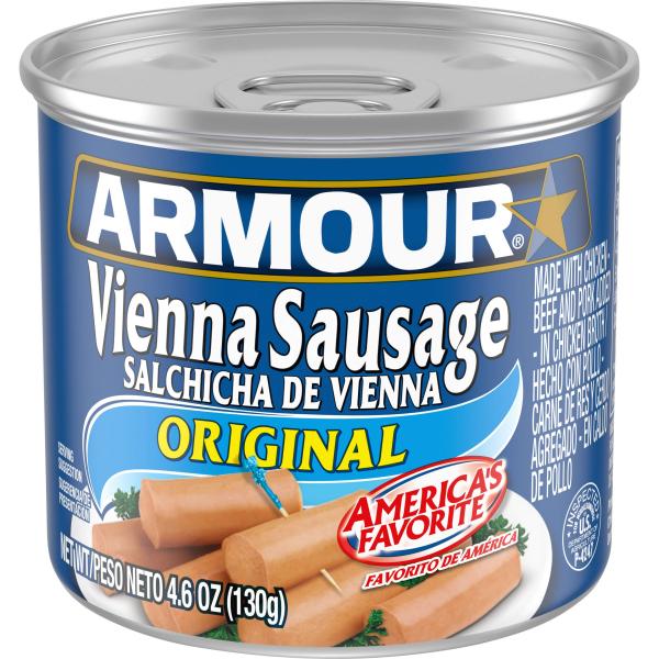 Armour Star Vienna Sausage Original Flavor Canned Sausage 4.6 Ounce Size - 48 Per Case.