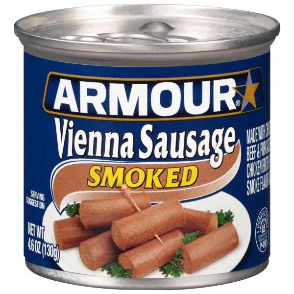 Armour Star Vienna Sausage Smoked Canned Sausage 4.6 Ounce Size - 24 Per Case.
