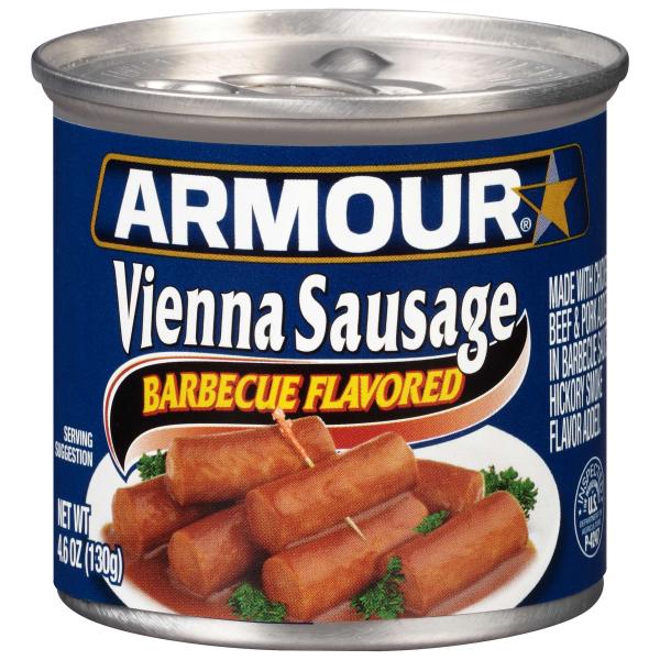 Armour Star Vienna Sausage Barbecue Flavored Canned Sausage 4.6 Ounce Size - 24 Per Case.