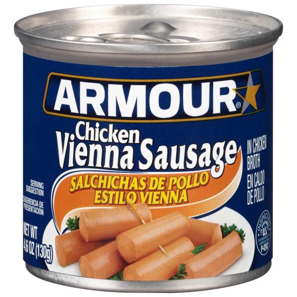 Armour Star Chicken Vienna Sausage Canned Sausage 4.6 Ounce Size - 24 Per Case.