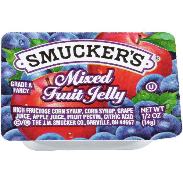 Smucker Mixed Fruit Jelly Plastic 0.5 Ounce Size - 6.25 Pound Per Case.