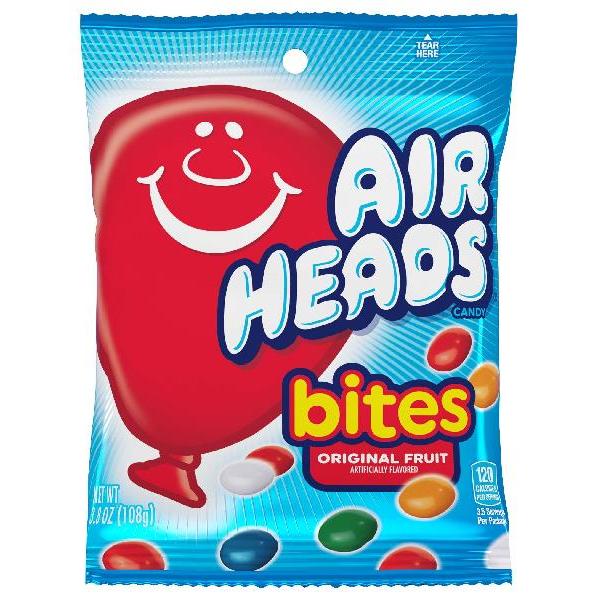 Airheads Bites Peg Bag Fruit 3.8 Ounce Size - 12 Per Case.