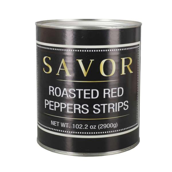 Savor Imports Roasted Red Pepper Strips Can 10 Cans - 6 Per Case.