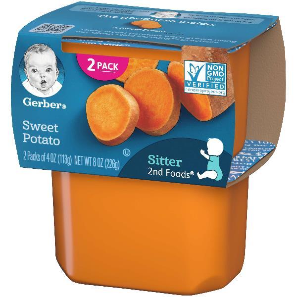 (2 pack of 4 Oz) Gerber 2nd Foods Sweet Potato Baby Food 8 Ounce Size - 8 Per Case.