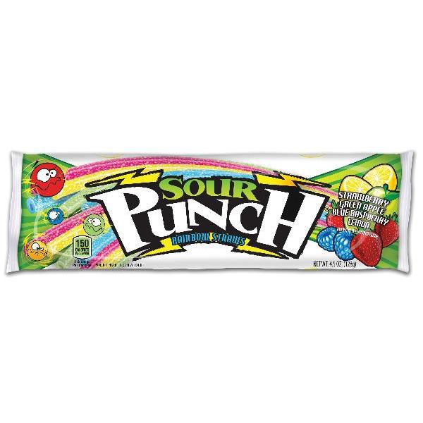Sour Punch Candy Rainbow Straw 4.5 Ounce Size - 24 Per Case.