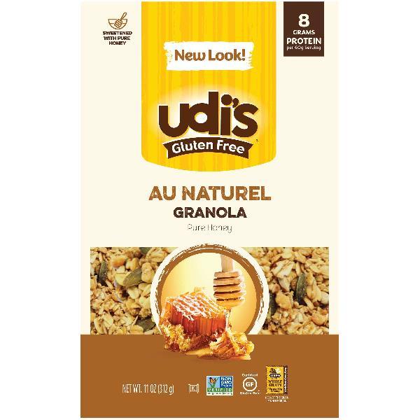 Udi's Gluten Free Au Naturel Granola Sweetened With Pure Honey 11 Ounce Size - 6 Per Case.