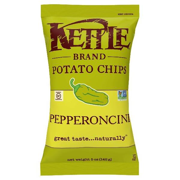 Kettle Brand Potato Chips Pepperoncini Kettle Chips 5 Ounce Size - 15 Per Case.