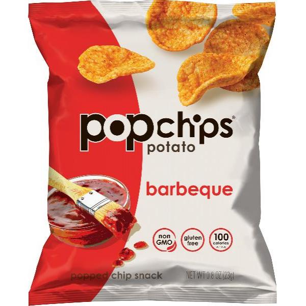 Popchips Barbeque Potato Chip Snack 0.8 Ounce Size - 24 Per Case.