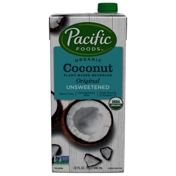 Pacific Foods Organic Coconut Unsweetened Plant Based Beverage 32 Fluid Ounce - 12 Per Case.