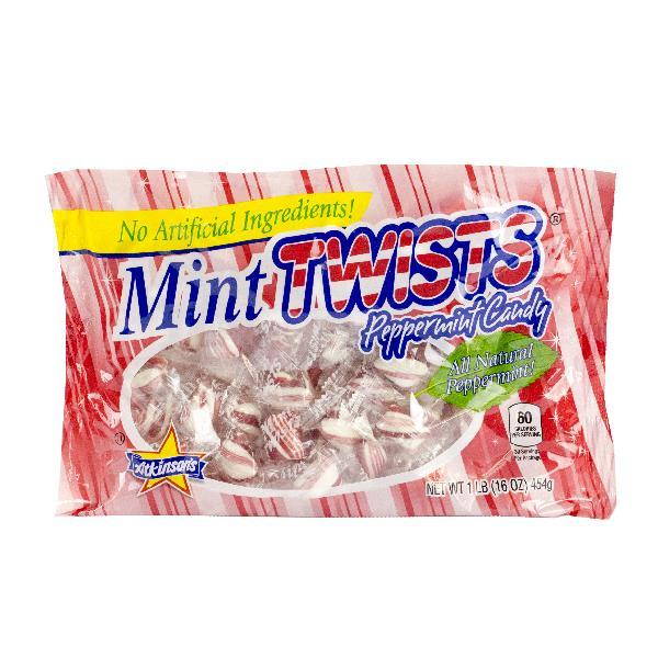 Red & White Mint Twists Natural 1 Pound Each - 24 Per Case.
