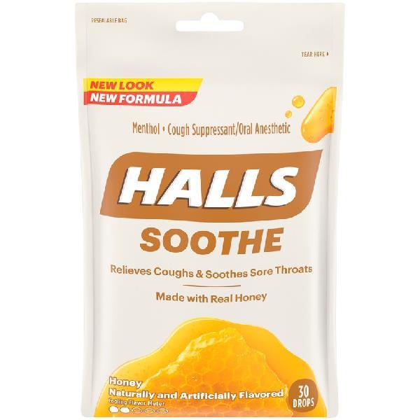 Halls Cough Drops Honey 30 Count Packs - 48 Per Case.