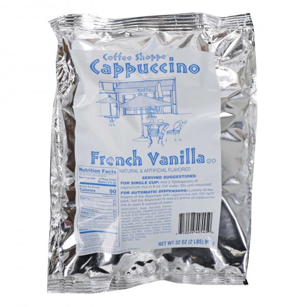 Coffee Shoppe French Vanilla Cappuccino 2 Pound Each - 6 Per Case.