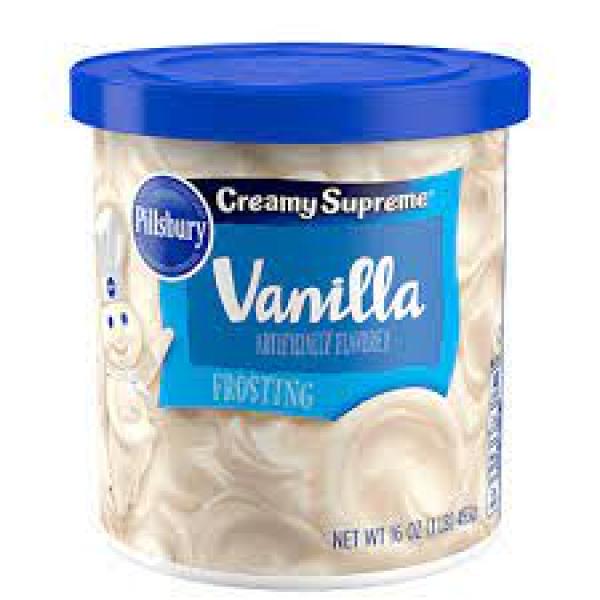 Pillsbury Creamy Supreme Vanilla Frosting 16 Ounce Size - 8 Per Case.