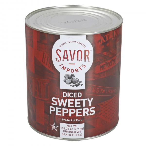 Savor Imports Sweety Pepper Diced 105 Ounce Size - 2 Per Case.