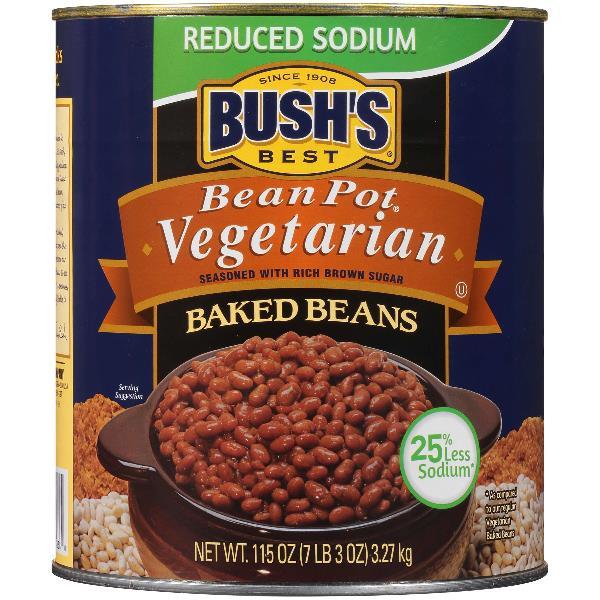Bush's Bean Pot Reduced Sodium Vegetarian Baked Beans 115 Ounce Size - 6 Per Case.