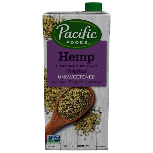 Pacific Foods Hemp Original Unsweetened Plant Based Beverage 32 Fluid Ounce - 12 Per Case.