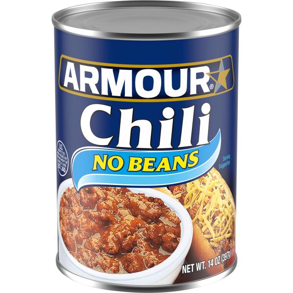 Armour Star Chili With No Beans Canned Food Cans 14 Ounce Size - 12 Per Case.