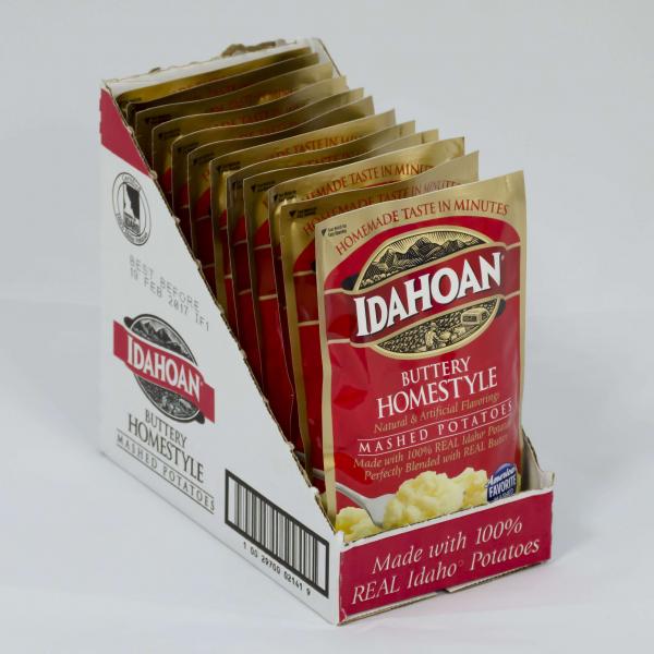 Idahoan Foods Buttery Homestyle Mashed Potatoes Pouch 1 Count Packs - 12 Per Case.