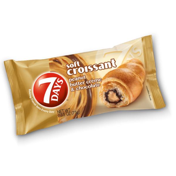 Days Soft Croissant Peanut Butter & Chocolate Single Serve 2.65 Ounce Size - 24 Per Case.