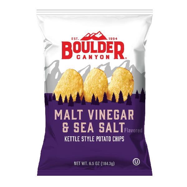 Boulder Canyon Malt Vinegar & Sea Salt 6.5 Ounce Size - 12 Per Case.
