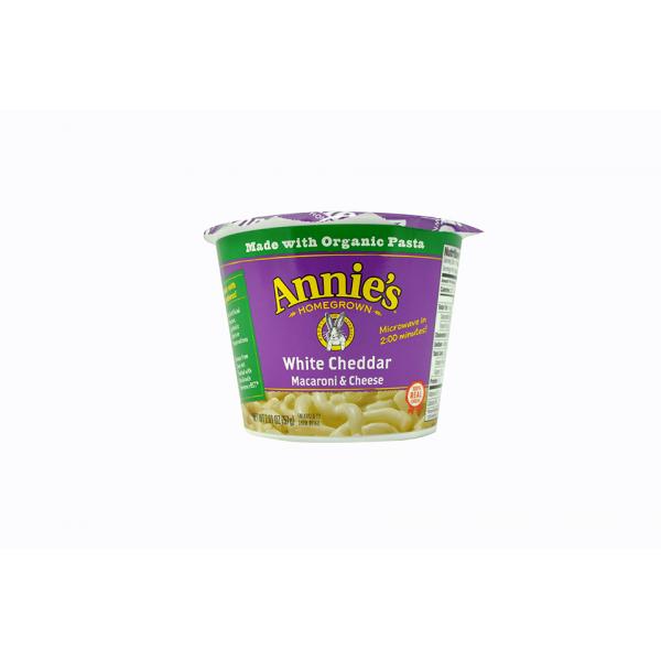 Annie's™ Macaroni & Cheese Microwave Single Serve Cup White Cheddar 2.01 Ounce Size - 12 Per Case.