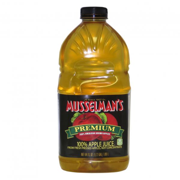 Musselman's Premium Apple Juice From Fresh Pressed Apples Rect Plastic Bott 64 Fluid Ounce - 8 Per Case.