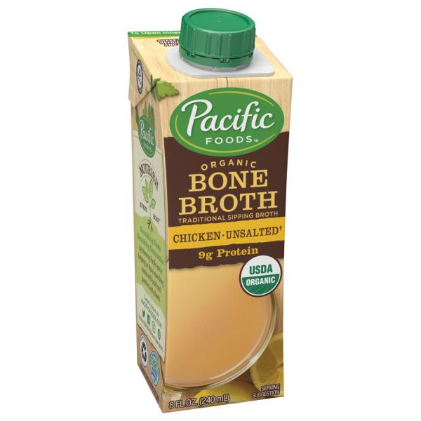 Pacific Foods Organic Chicken Bone Broth 8 Fluid Ounce - 12 Per Case.