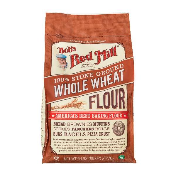 Bob's Red Mill Whole Wheat Flour 5 Pound Each - 4 Per Case.