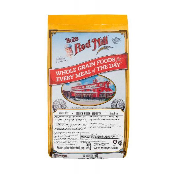 Bob's Red Mill Gluten Free Quick Cooking Rolled Oats 25 Pound Each - 1 Per Case.